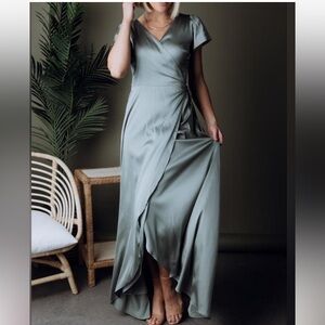 Baltic Born Krystal Satin Wrap Gown